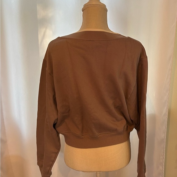 Victoria’s Secret Pink Premium Fleece V-Neck Pullover In Iced Coffee-SizeM🤎 - Picture 6 of 8